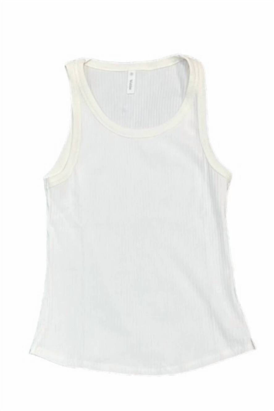 NEW WISHLIST women's ribbed knit tank in white